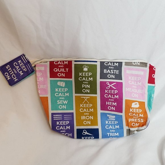 Handmade Zipper Pouch Keep Calm and Sew On 9.5 X 6.5 Inches - Picture 1 of 5